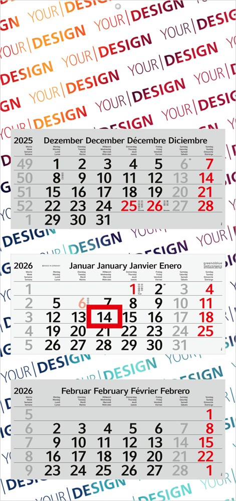 3-Monatskalender Profil 3 Recycling (Mehrblock)