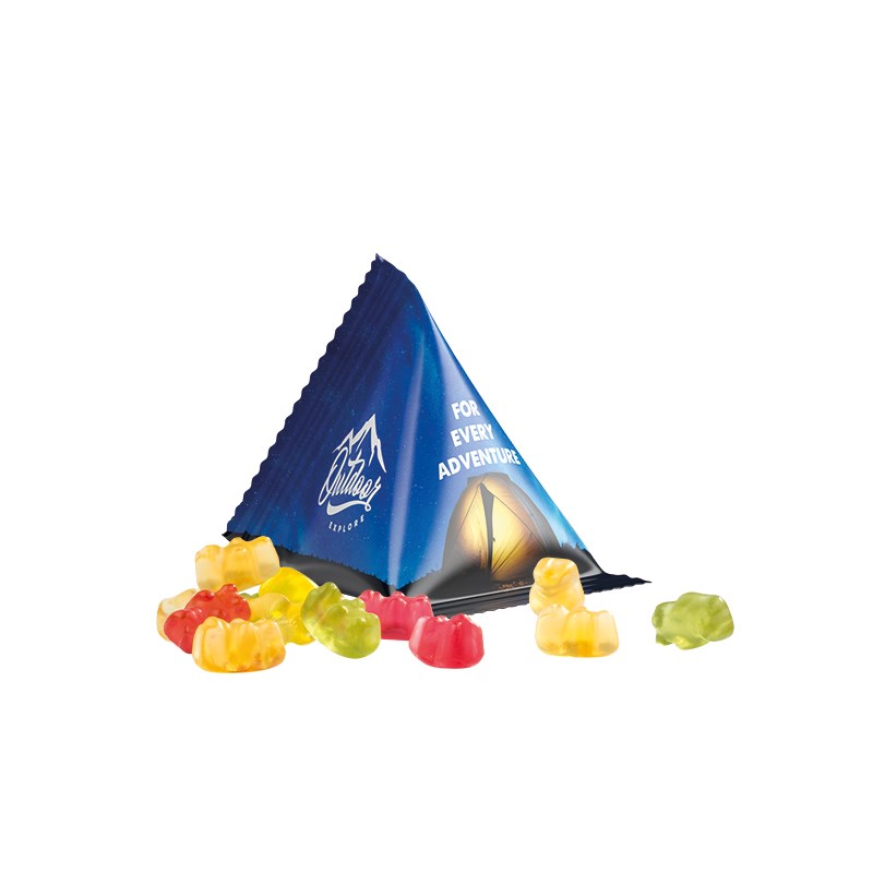 Fruchtgummi Tetraeder, Folie weiß, Trolli Premium Bärchen,