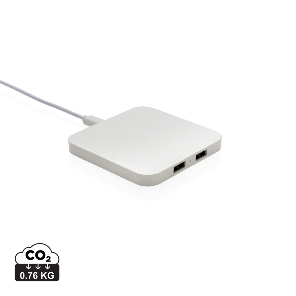 10W Wireless Charger aus RSC recycl. Kunststoff mit Dual-USB