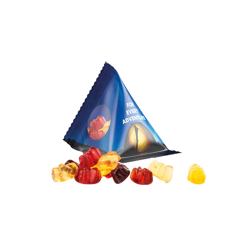 Fruchtgummi Tetraeder, Folie transparent, Trolli Fruchtgummibären, 30% Fruchtsaftqualität Exquisit