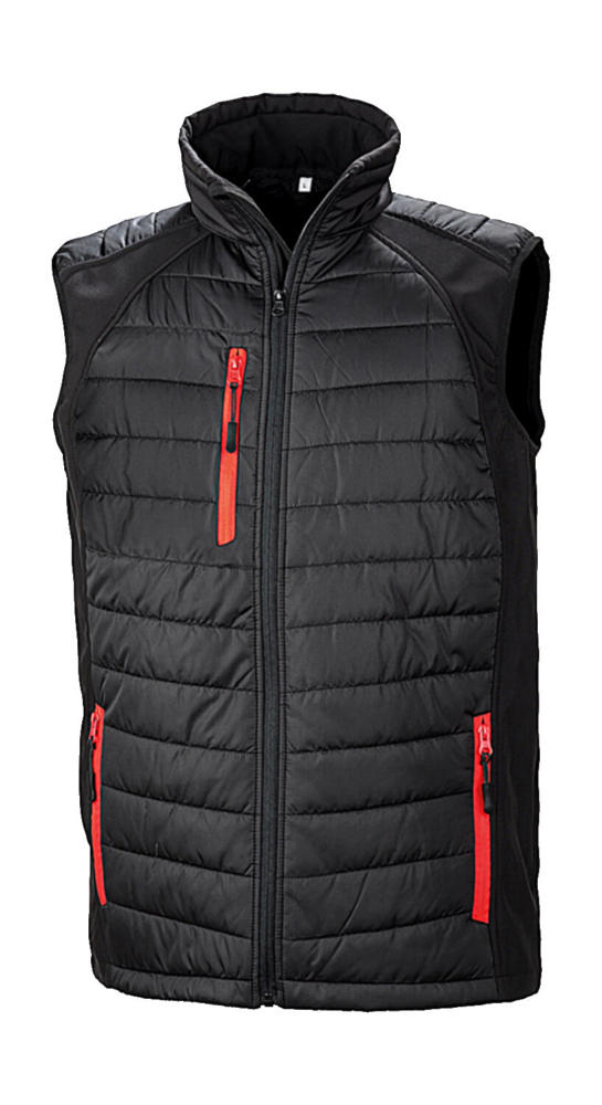 Compass Padded Softshell Gilet - Black/Red