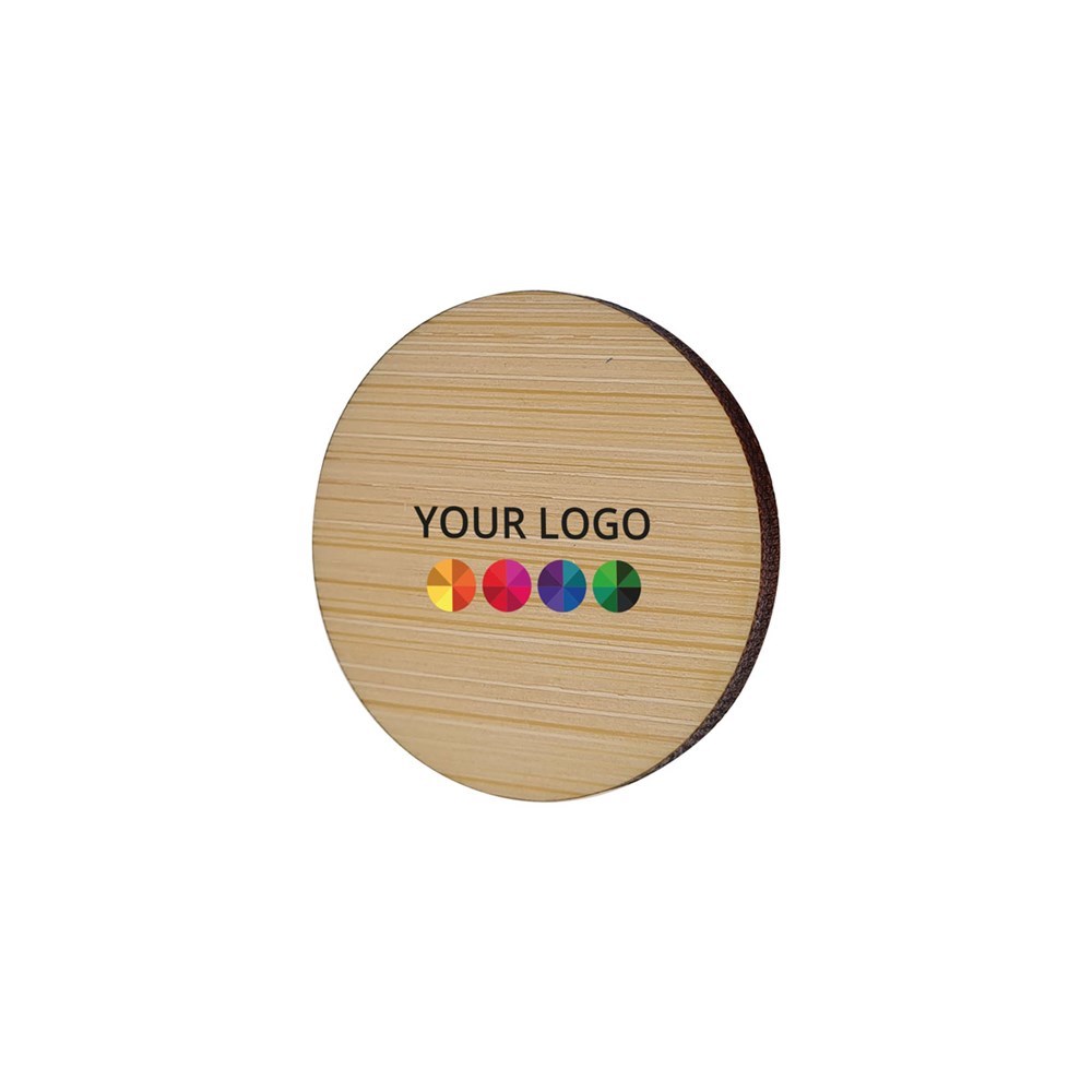 Badge Bamboo Round 40 mm, Needle, Print in full color