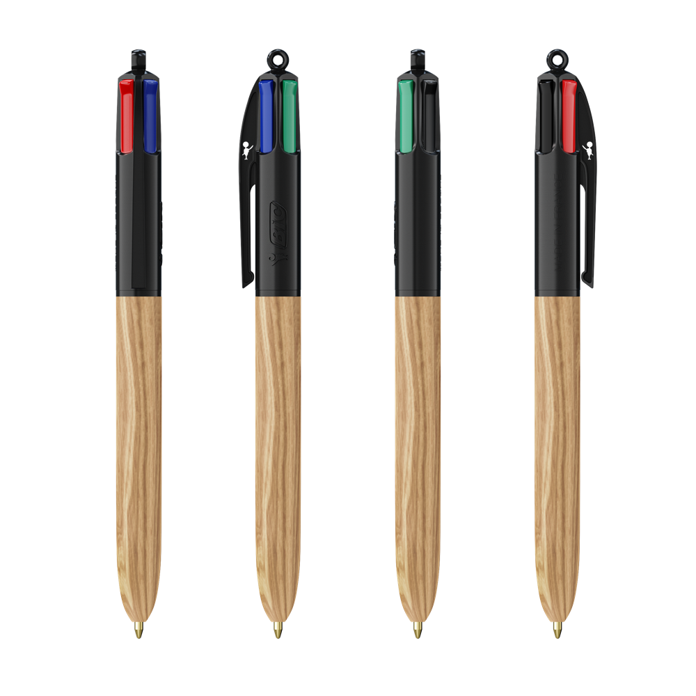 BIC® 4 Colours Wood Style with Lanyard