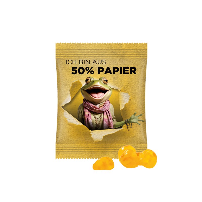 Minitüte, 15 g, Folie weiß mit 50% Papieranteil, Trolli Vitamin Fruchtgummi