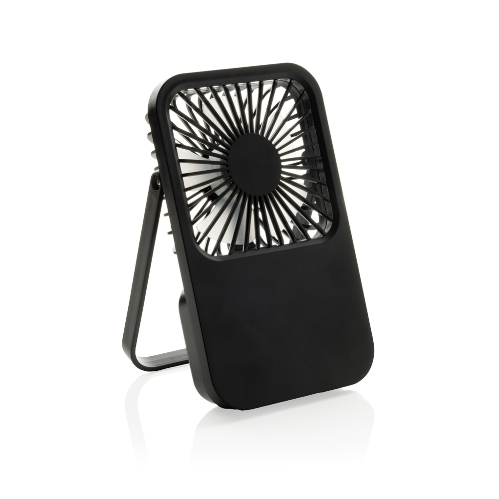 Aervina wiederaufladbarer Tischventilator aus RCS rec. ABS - schwarz (± PMS Black)