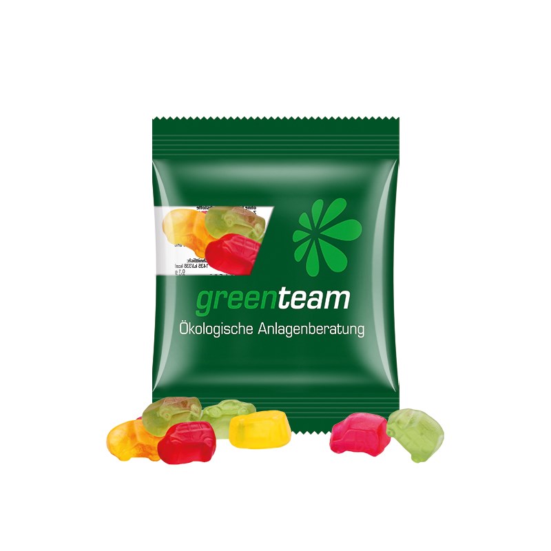 Minitüte,15 g, kompostierbare Folie transparent, Trolli Fruchtgummi Auto-Mischung, 10% Fruchtsaft