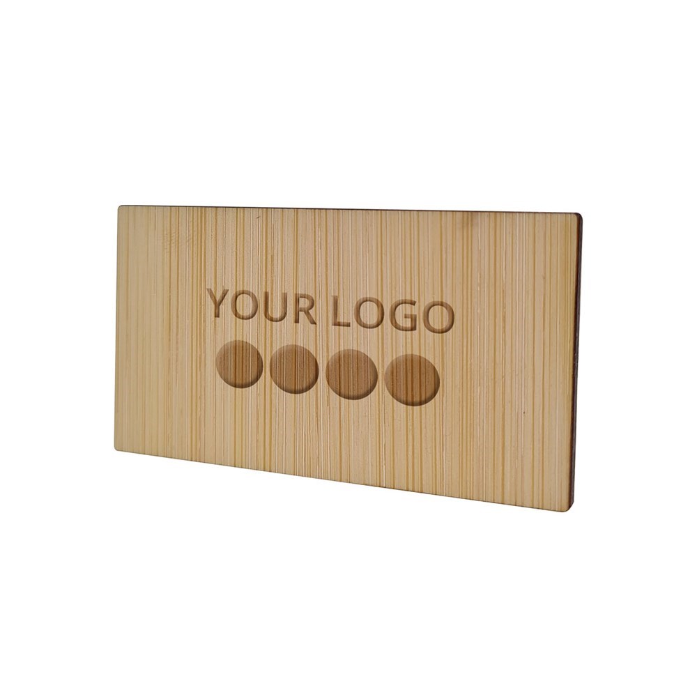 Badge Bamboo Rectangular 40 x 74 mm, Magnet, Engraving